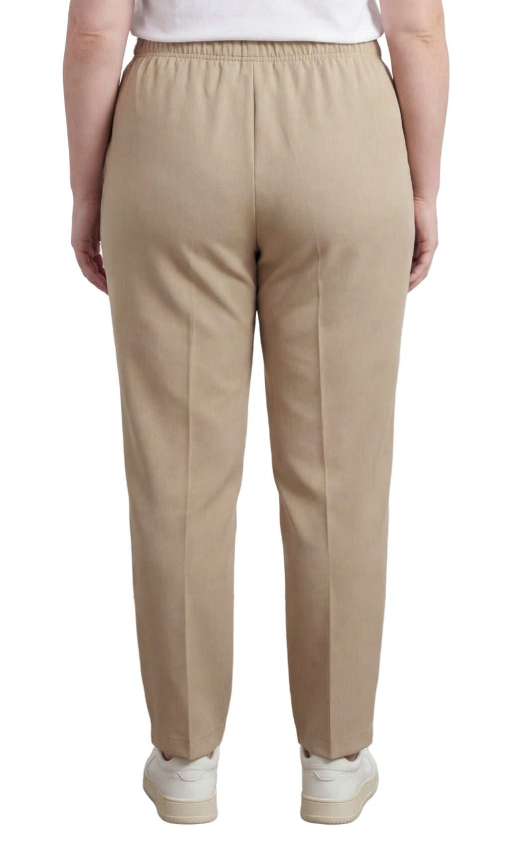 Womens Classic Poly Knit Pants - Pull On Slacks with Elastic Waist