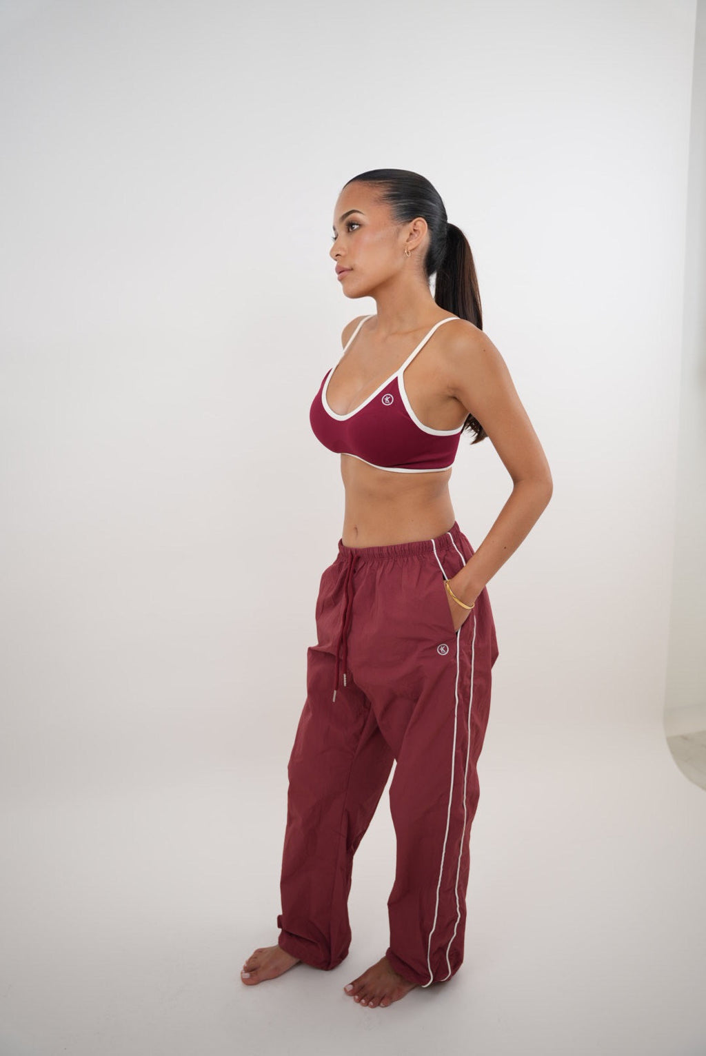 COMFORTABLE RELAXED FIT NYLON PANTS
